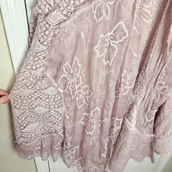 Women’s Cardigan Lace Pink Embroidered Boho Size XXL - Picture 7 of 12